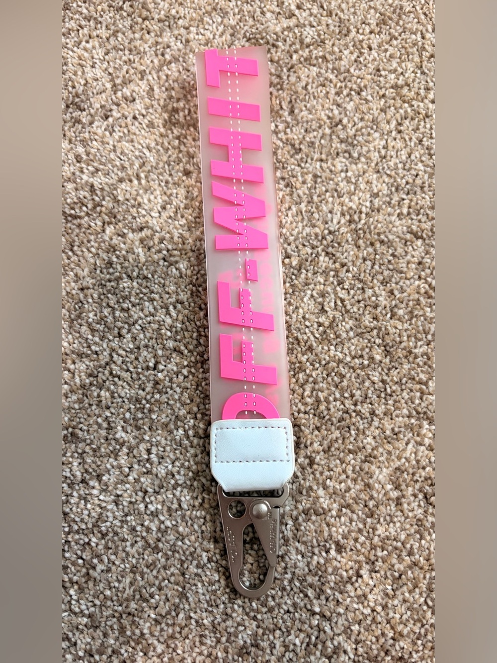 Off-White hot Pink Logo Strap with durable clip